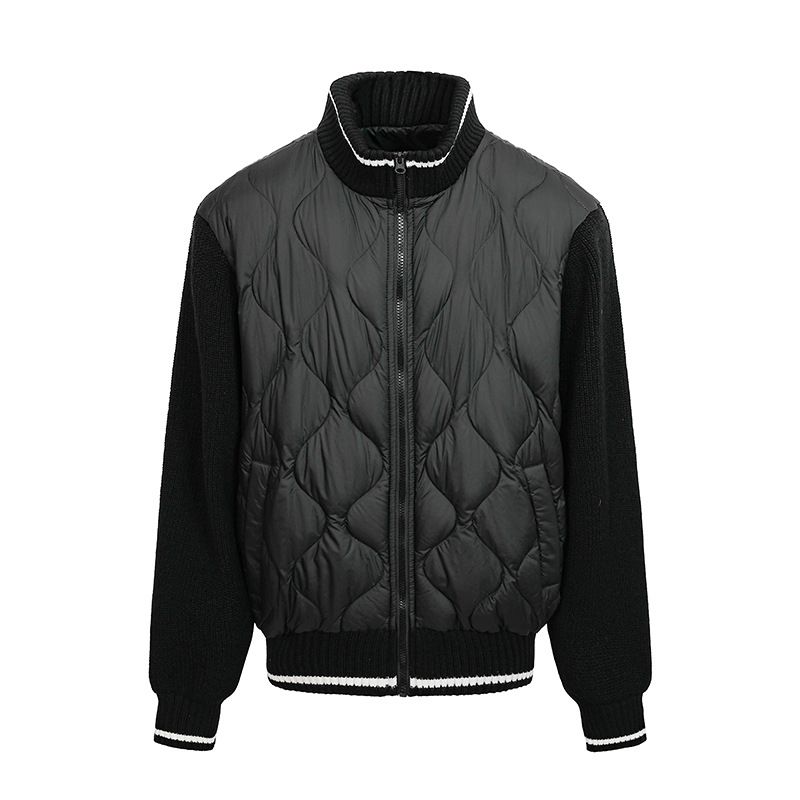 Men's Lightweight Down Jacket – Feather Filling Coats, Slim Fit, Black/Beige/Blue Men's Clothing_voghion.com