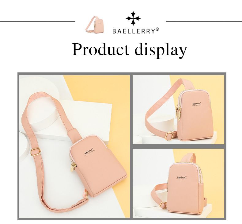 Baellerry new women's chest bag style fashion double zipper messenger bag simple and versatile mobile phone bag wholesale_voghion.com