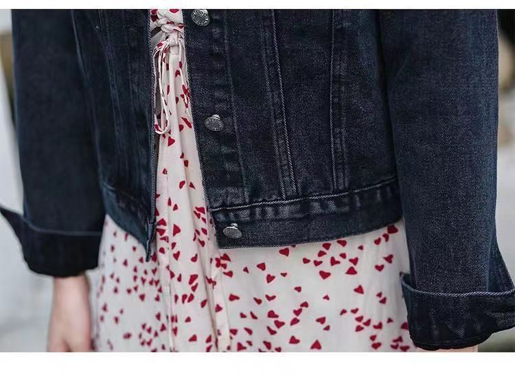 ChicShe Damen-Jeansmantel im europäischen Stil, Übergröße, mit Strasssteinen und Perlen besetzt, trendige hellblaue Jacke für Studentinnen, locker geschnitten_voghion.com