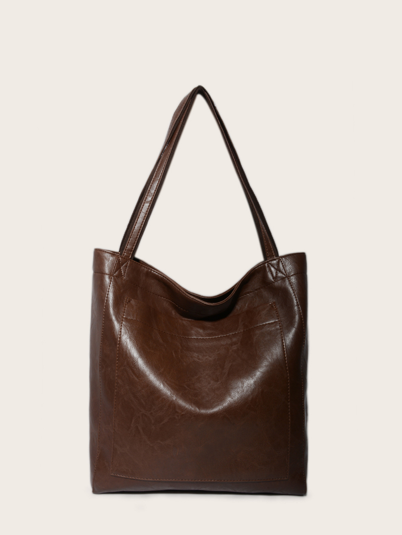 Pocket Women's Soft Handheld One Shoulder Oil and Wax Leather Large Capacity Fashion New Tote Bag_voghion.com
