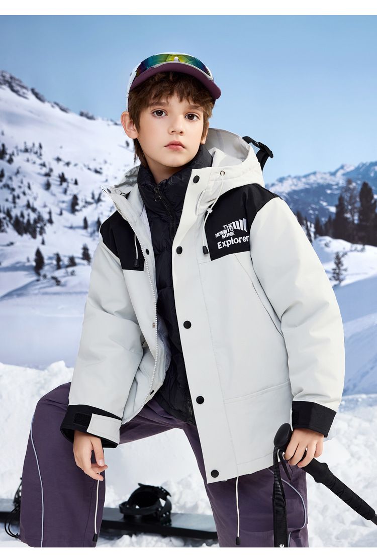 Mother & Kids Boys & Girls 3-in-1 Detachable Winter Jacket With Hood – Waterproof Windproof Outer Shell & Warm Down Inner Layer, School Style Parka_voghion.com