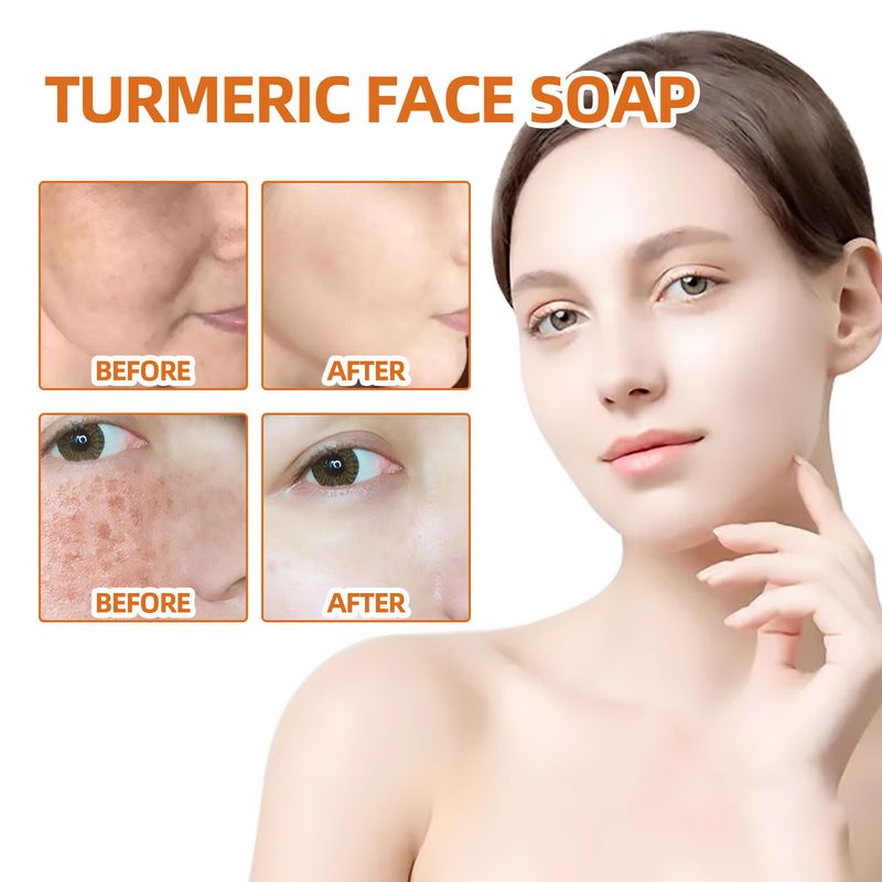Sapone viso alla curcuma West&Month, detergente delicato per la riparazione del viso, schiarisce le macchie e leviga le linee sottili._voghion.com