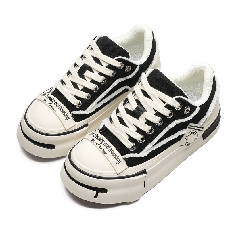 Casual Canvas White, Korean Version Sponge Cake, Versatile, Big Head, Smiling, Beggar, Rough Edges, Couple's Board_voghion.com