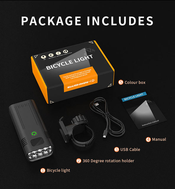 NEWBOLER Fahrradlicht 4800 Lumen USB aufladbar regenfest MTB Fahrradlicht Set mit 2 Halter 10000mAh Taschenlampe Fahrradzubehör_voghion.com