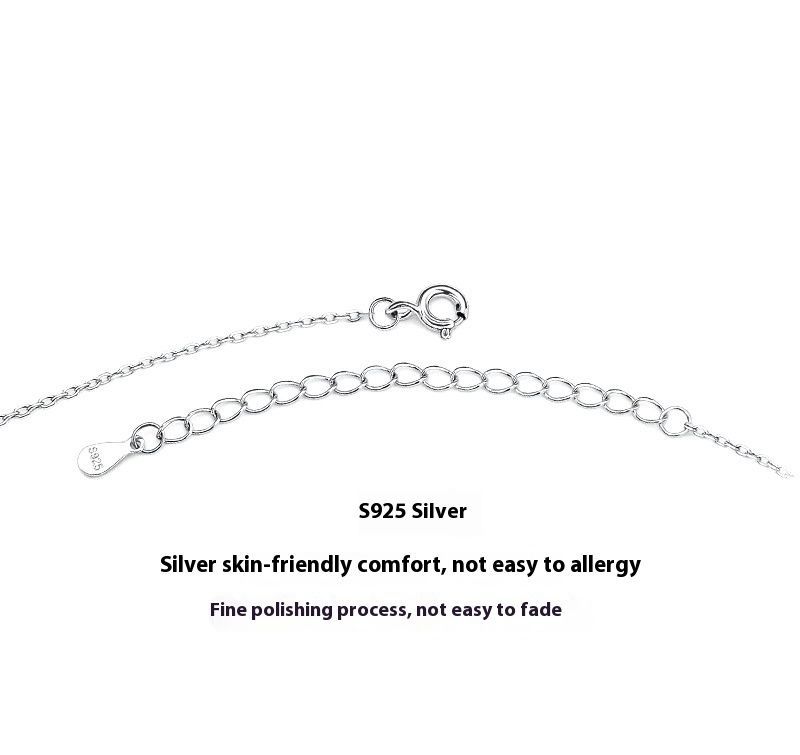 Seven Princess Mosang Stone Halskette W, Pure Sier, Kleines und beliebtes Design, High Sense Halsbandkette für_voghion.com