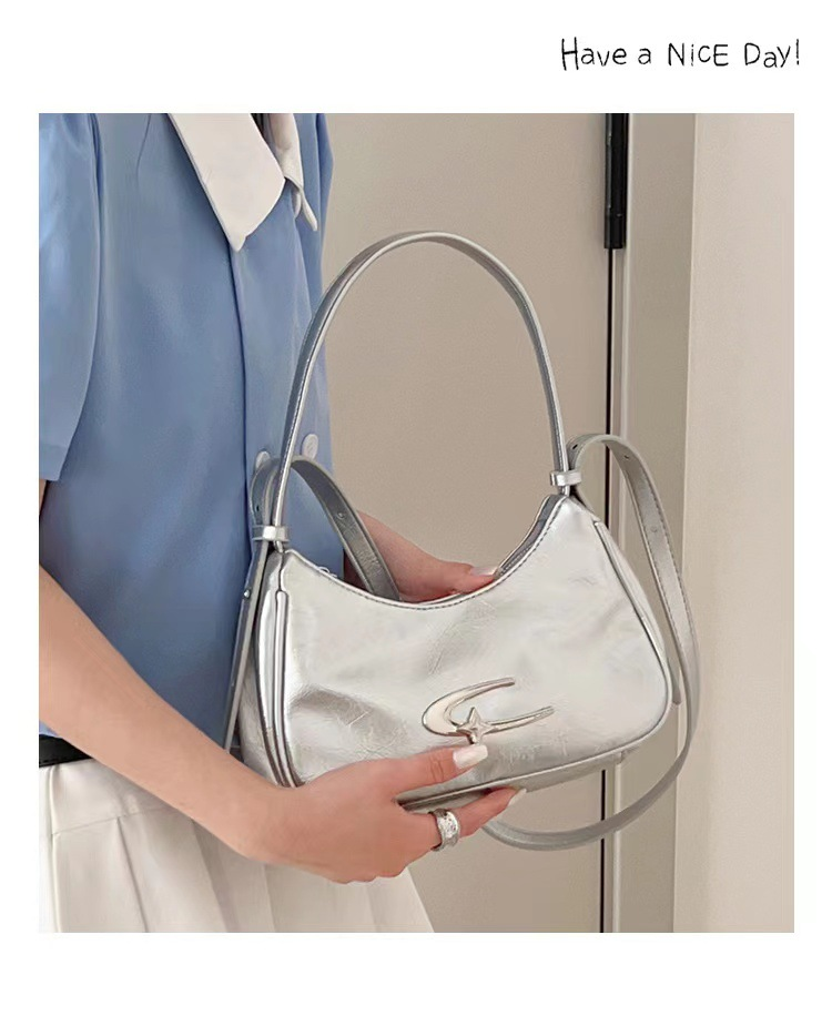 Borsa da ascella in argento Niche da donna, 2023, nuova borsa quadrata piccola portatile alla moda, borsa a tracolla abbinabile_voghion.com