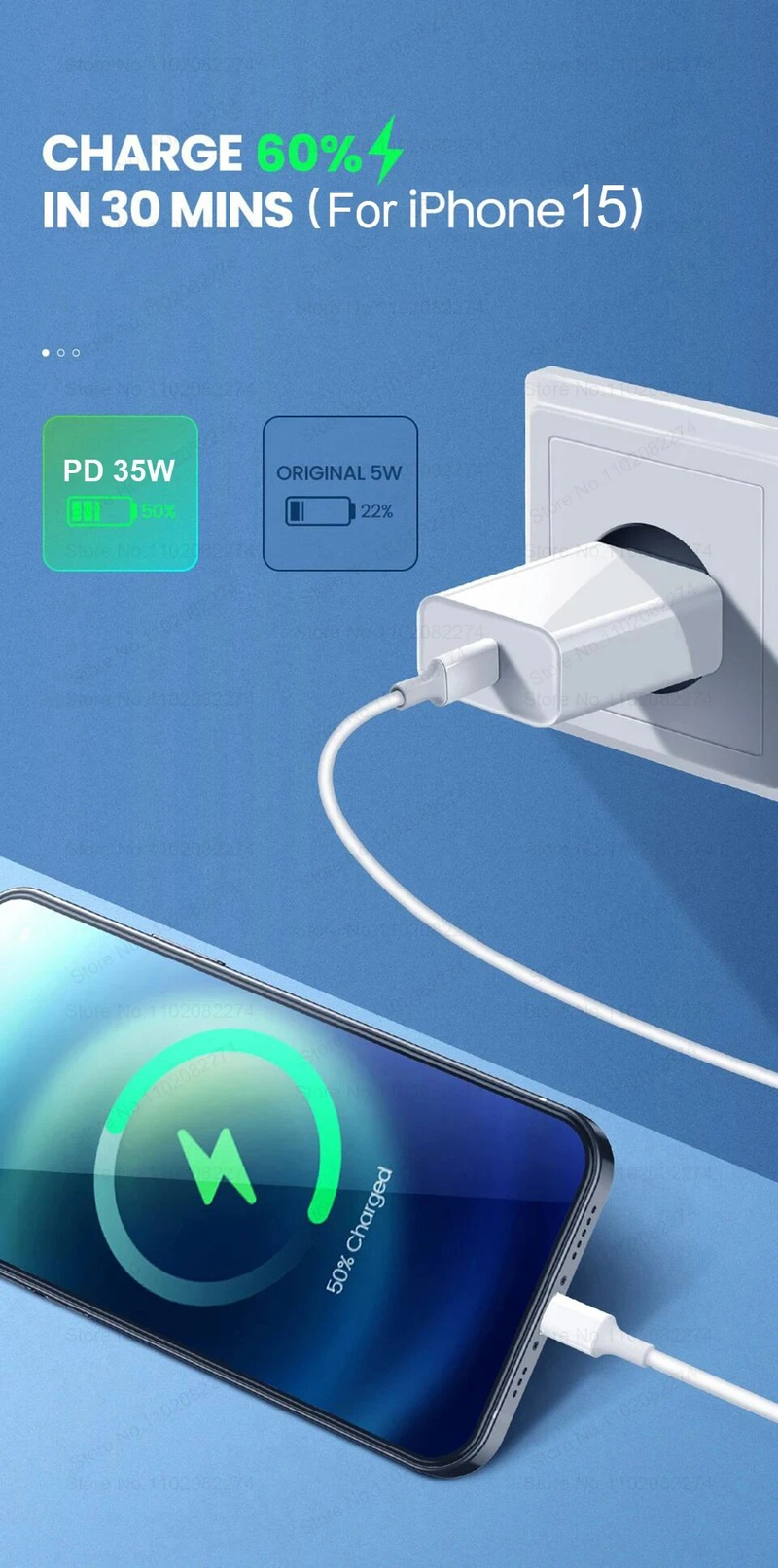 PD 35W Schnellladegerät Fir iPhone 15 11 12 13 14 Pro Max USB C Ladegerät X XR XS Max Schnellladegerät USB Typ-C Kabel Telefon Accessoiren_voghion.com