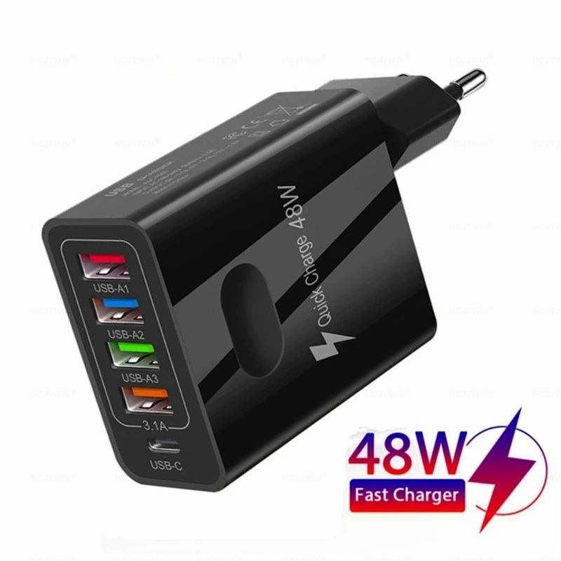 Music Festival 4USB 5-in-1 48W multi interface PD fast charger, 4U+PD_voghion.com