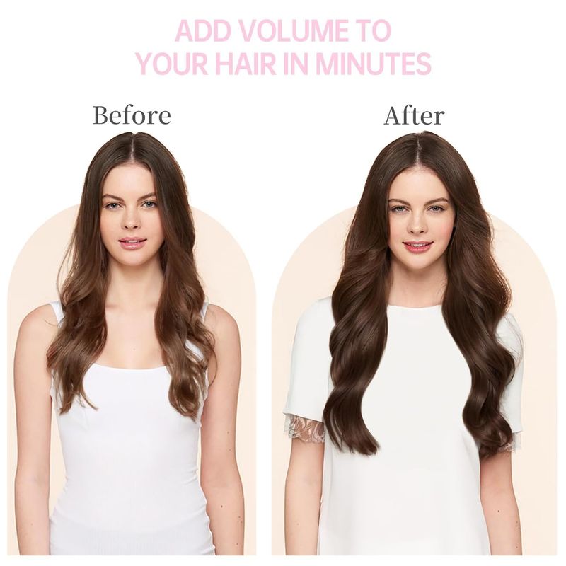 Extension per capelli con clip, capelli veri umani: lisci, morbidi e naturali, clip invisibile, volume/lunghezza istantanei, facili da applicare, modellabili con il calore per donne e ragazze._voghion.com