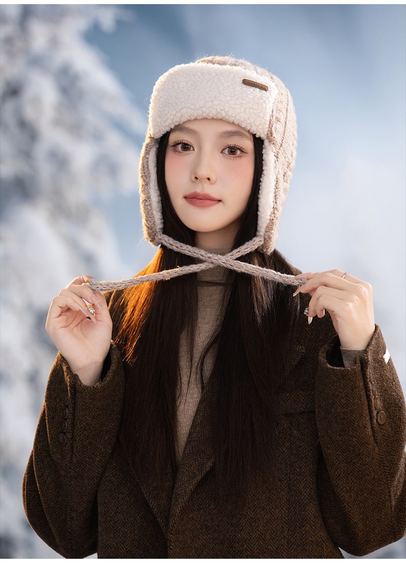 Women's Autumn Winter Retro Plush Lei Feng Versatile British Style Patched Knitted Cold-Proof Warm Hat New_voghion.com