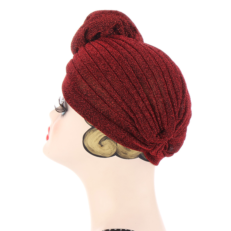 Muslimanski turban šešir, modni plisirani indijski šešir, višebojni svijetli svileni indijski šešir, pulover s cvijetom ruže_voghion.com