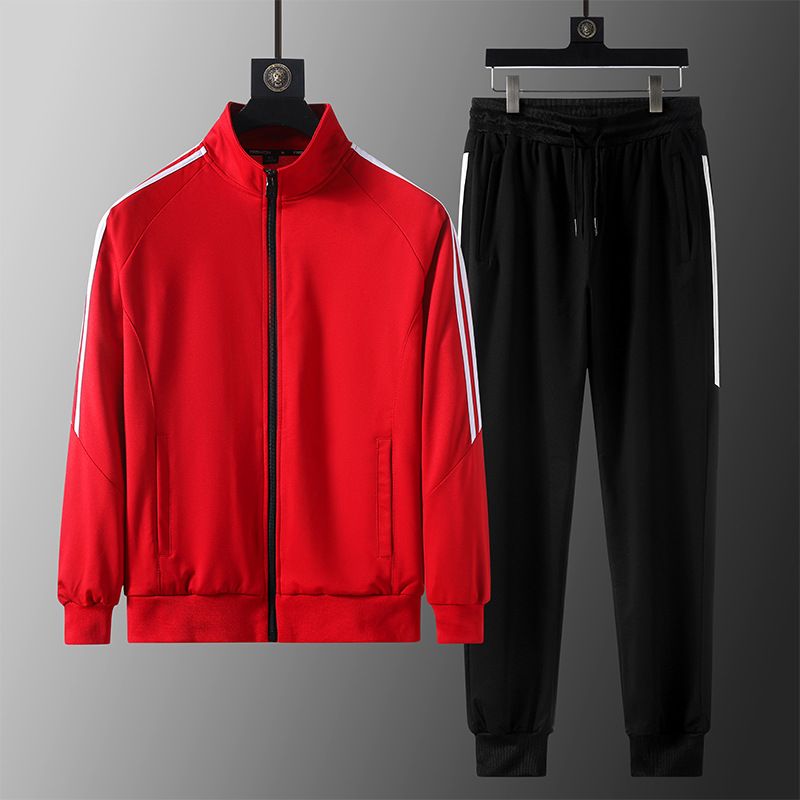 Herbst-Winter-Sportanzug Herren Jogger Anti-Baumwolljacke Drei-Streifen-Sweatshirt Freizeithose Zweiteiliges Set Trendy_voghion.com