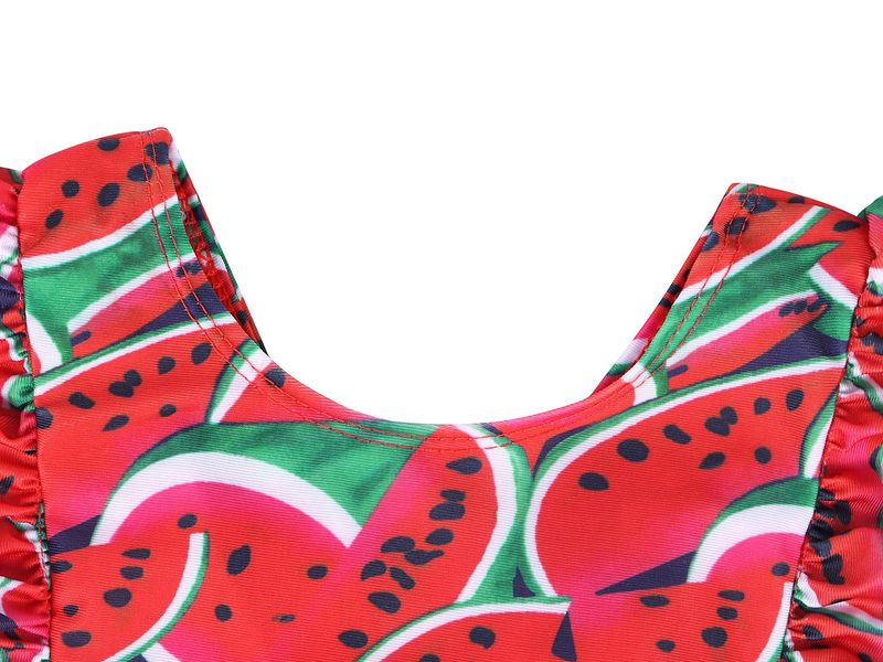 Mère et enfants été maillot de bain européen et américain manches à volants pour enfants maillot de bain imprimé fille bébé gilet respirant maillot de bain une pièce_voghion.com
