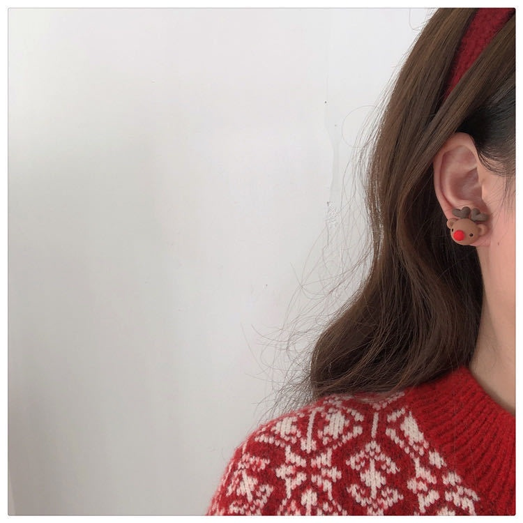 Boucles d'oreilles de noël en résine, jolies boucles d'oreilles de bonhomme de neige de dessin animé, père noël, nouvel an, bijoux cadeau de noël_voghion.com