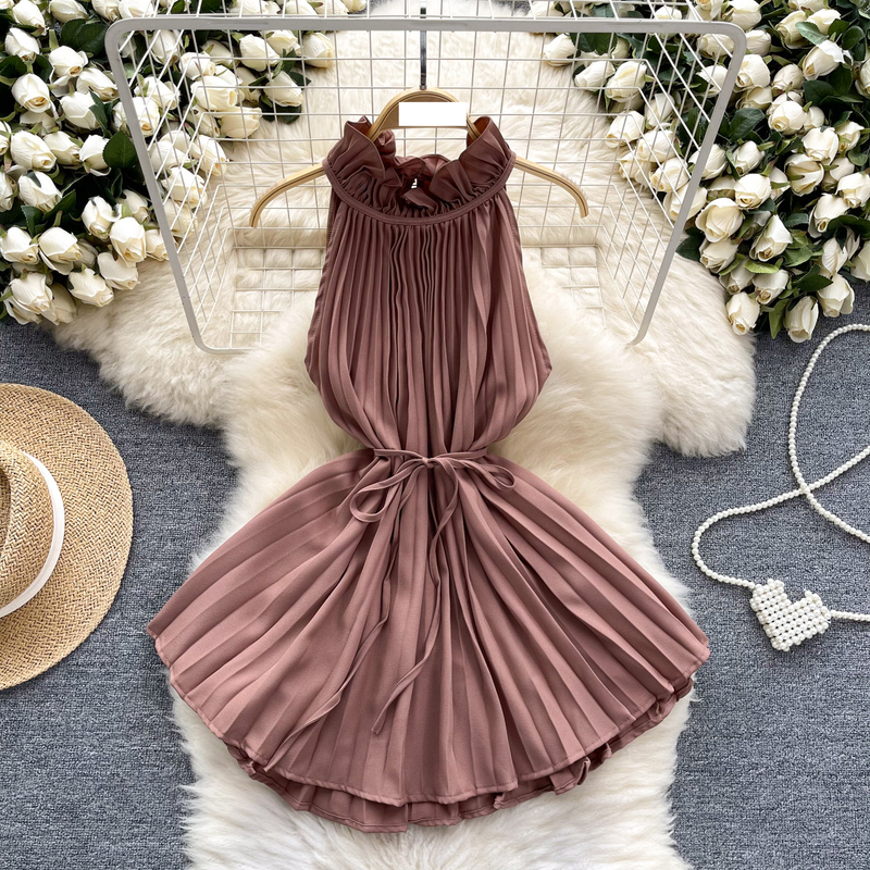Women's female summer hot girl chic light luxury all-match pleated vest French top_voghion.com