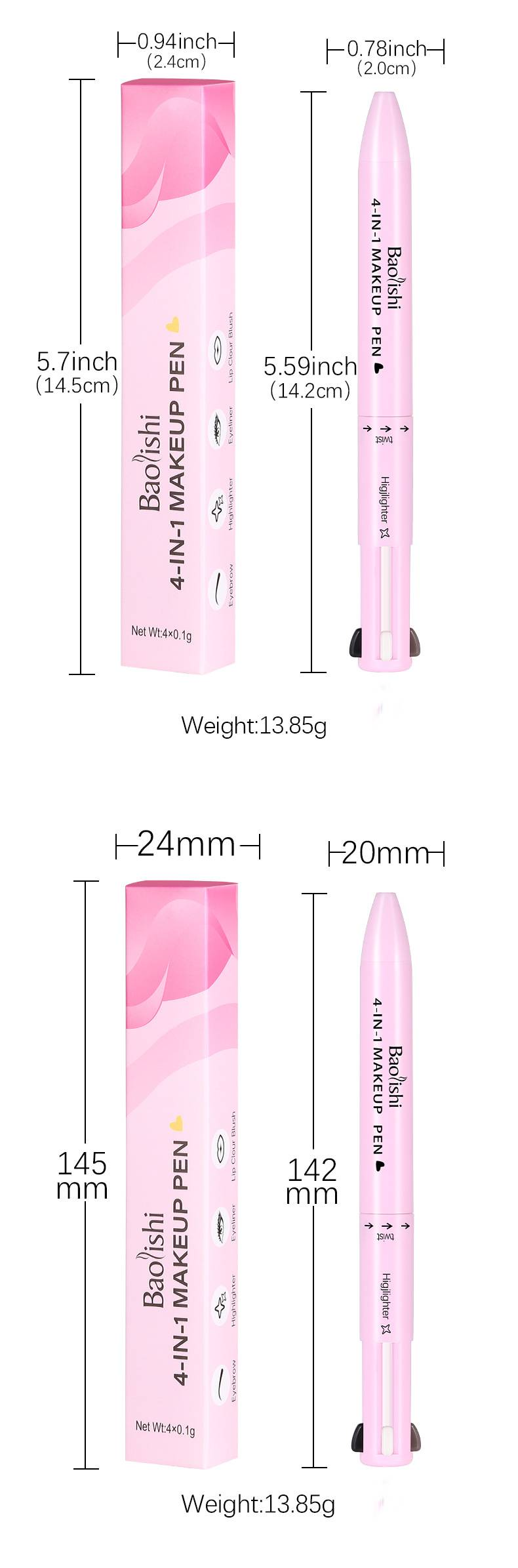 4-in-1 Makeup pencil High Gloss lip Liner_voghion.com