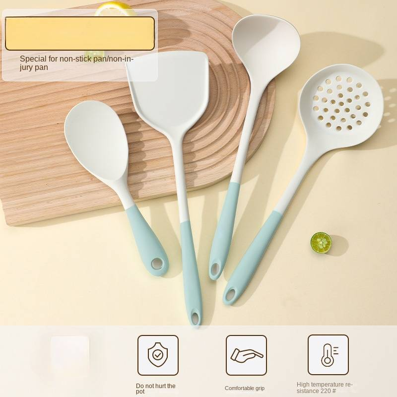 Hitzebeständige Utensilien aus lebensmittelechtem Silikon, einschließlich Schlitzlöffel – 4-teiliges Küchenwerkzeug-Set_voghion.com