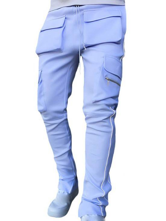 Pantalons à lacets pour hommes avec plusieurs poches, talons anti-poutres résistants à l'usure, jambes droites, pantalons de course, de sport et de loisirs pour hommes_voghion.com