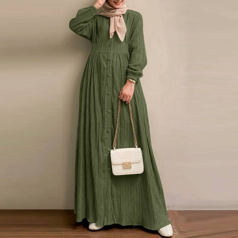 Muslimanske haljine dugih rukava, jednobojne vintage jednostavne Abaye za žene, ležerne haljine za zabave većih veličina, turska Abaya, elegantne haljine_voghion.com