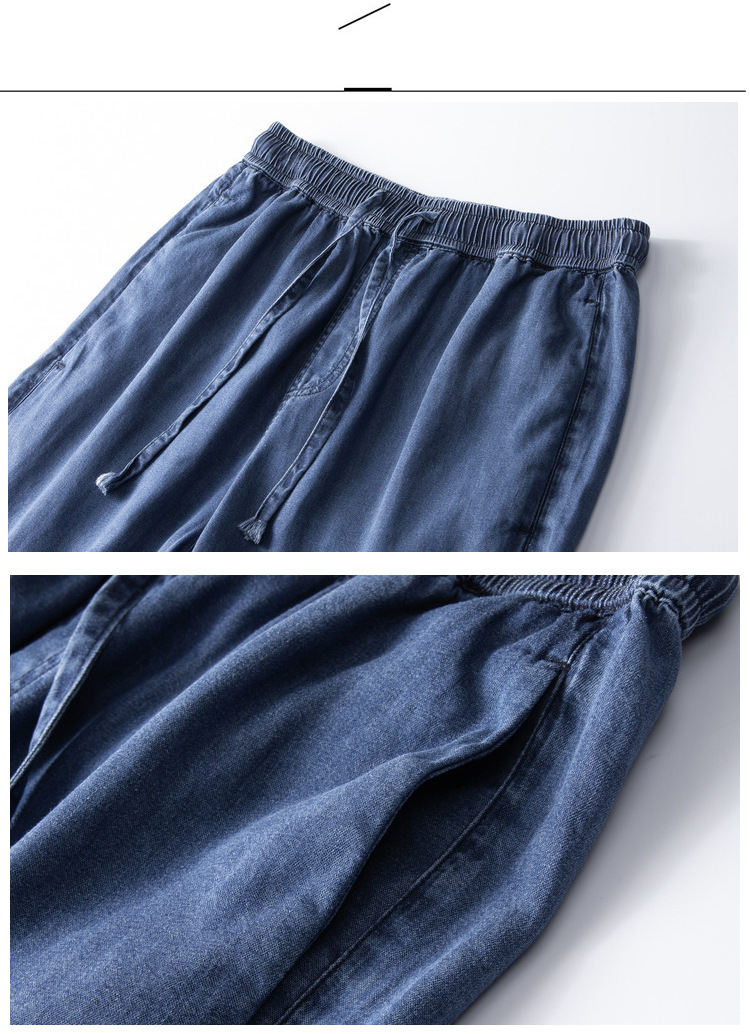 Men's Clothing Linen Jeans Men's Thin Drape Straight Trousers Loose Cotton And Linen Retro Youth Elastic Waist Adjustable Trouser Legs_voghion.com