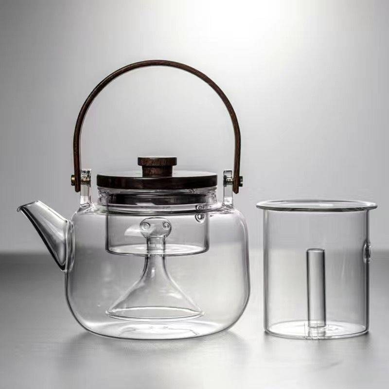 Glass Tea Kettle With Bamboo Handle – Stovetop & Electric Steam Brewer – Heat-Resistant Borosilicate Pot For Tea & Hot Water (Hammered/Smooth Style)_voghion.com