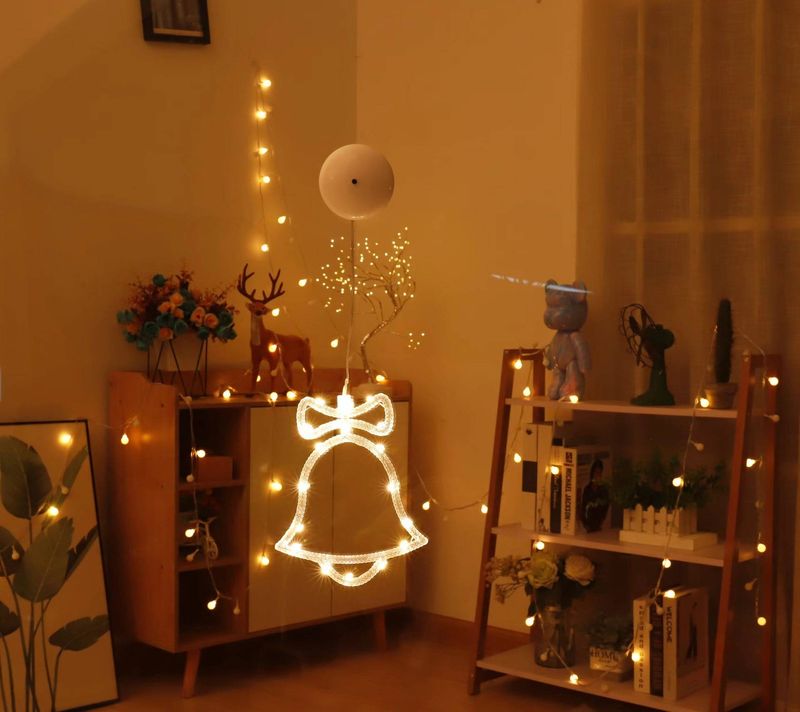 Luces LED navideñas con ventosa para ventana: decoración festiva con 8 diseños encantadores_voghion.com