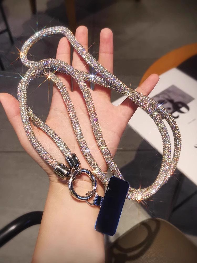 Long-length Chain Wrist Accessory For Mobile Phones, Featuring Luxurious Rhinestones And High-end Design, Suitable For Women's Mobile Phone Necklaces._voghion.com