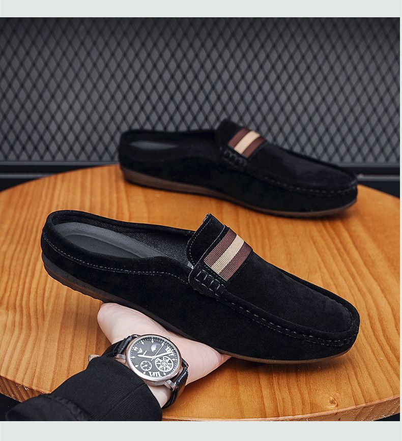 Neue, leichte Bean-Schuhe für Herren, sommerliche Ein-Fuß-Passform, atmungsaktiv, lässig, mit halber Stütze für Herren_voghion.com