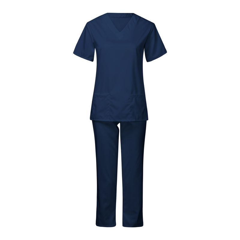Vêtements pour femmes nouvelle couleur unie poche col en V uniforme de travail infirmier uniforme d'infirmière uniforme d'infirmière costume deux pièces femme_voghion.com
