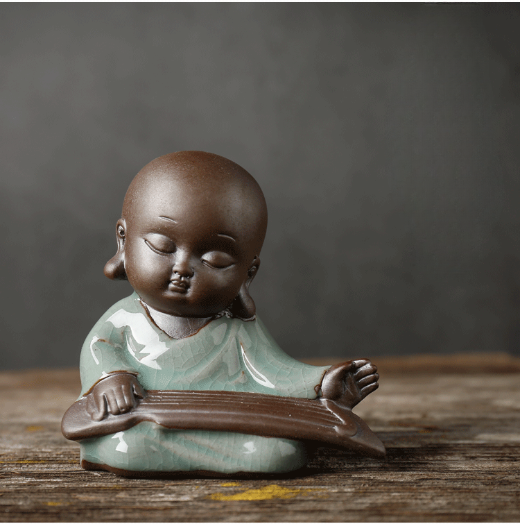 Exquisite Lila Ton Kleine Mönch Haustier Keramik Schach Malerei Kalligraphie Zen Handwerk Reichtum Anziehende Kleine Ornament Kung_voghion.com