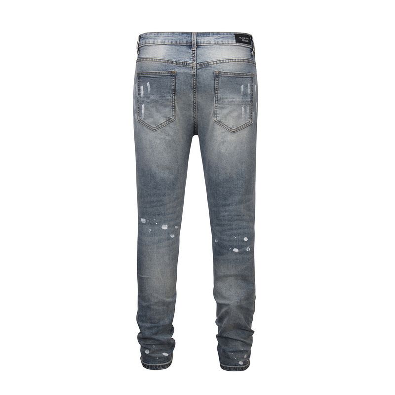 Herrenbekleidung High Street Diamond Splash Ink Wash Hole Patch Patchwork Hot Diamond Jeans Bettlerhose_voghion.com