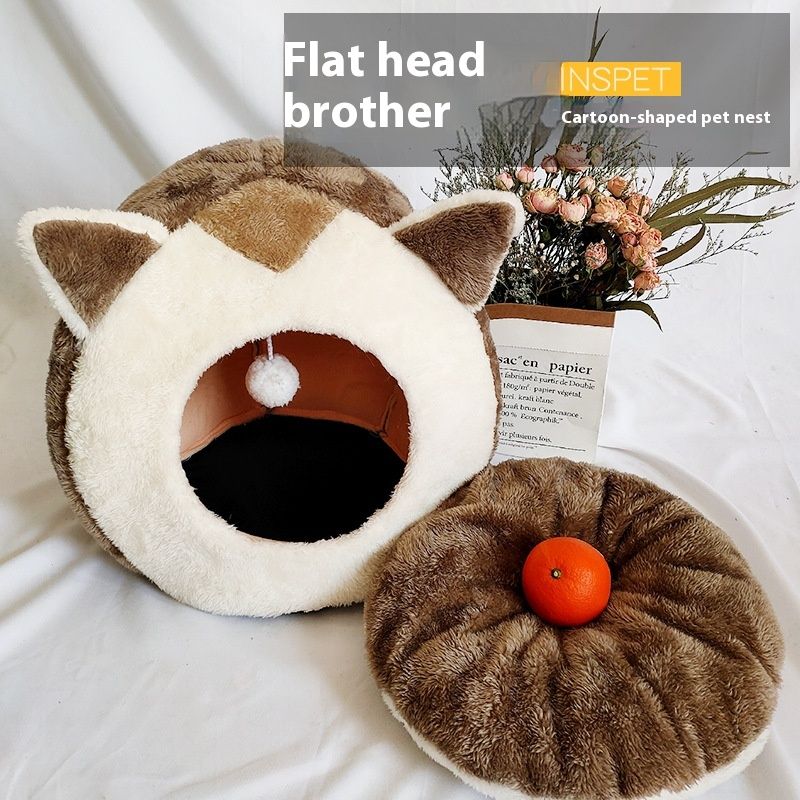 Pet Four Seasons Universal Cartoon House Removable and Washable Dog Winter Warm Cat Nest_voghion.com