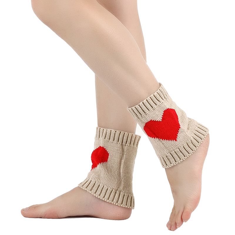 Couvre-pieds courts unisexes Love Bottes chaudes en laine tricotée pour hommes et femmes jambières chaussettes courtes en laine acrylique_voghion.com
