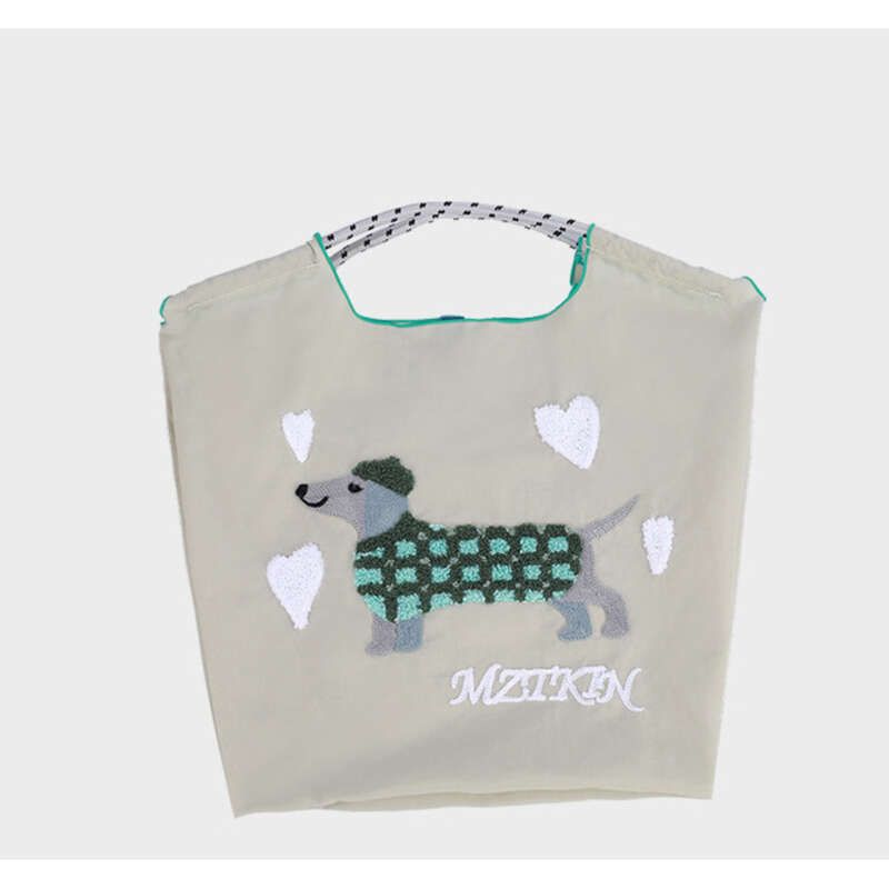 Bolso bandolera portátil de gran capacidad con diseño de perro lindo bordado para mujer_voghion.com