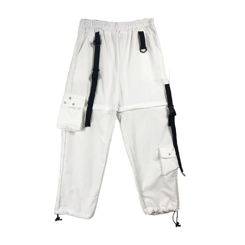 hot selling Streetwear Spring Summer Cargo Pant Women Haruku Slim Punk Ribbon Jogger Elatic Wait Ankle-Length Trouer For_voghion.com