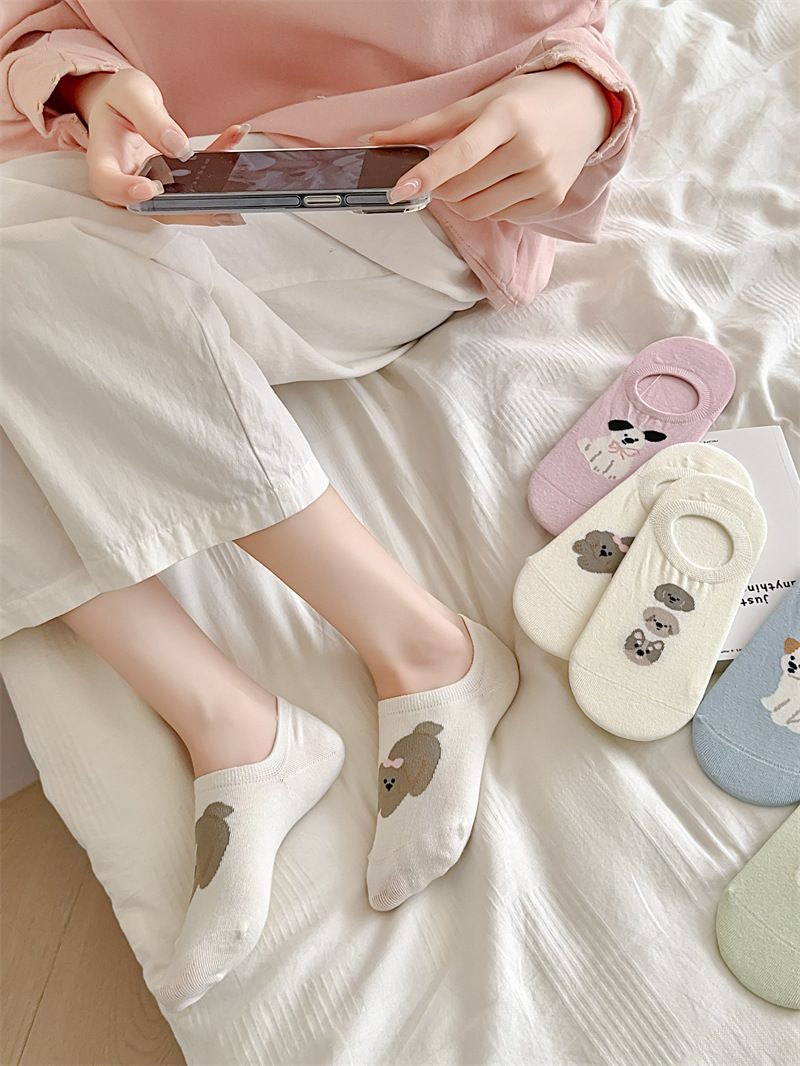 Women's & Men's Cotton No Show Socks With Cute Animal Patterns, Seamless Comfort, Breathable & Anti-Slip For Daily Wear_voghion.com