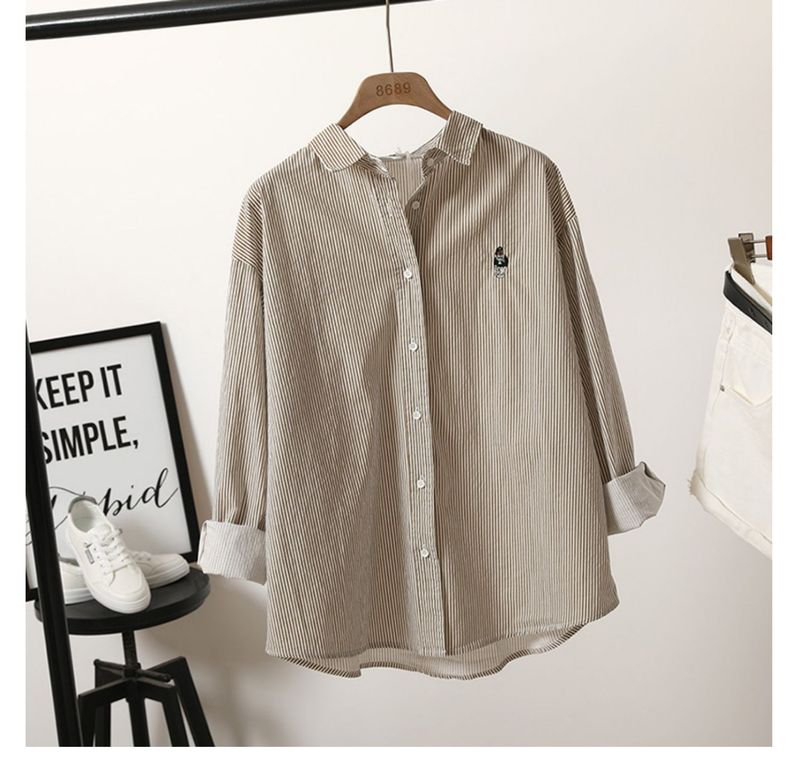 Camicia giapponese in cotone con maniche lunghe e ricamo in stile college_voghion.com