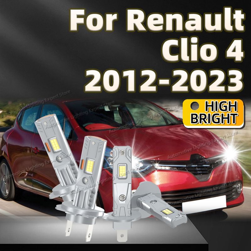 2/4Pcs 6000K Super Helle LED Scheinwerfer Birne Kit Fahr Licht Für Renault Clio 4 2012-2023 2013 2014 2015 2016 2017_voghion.com