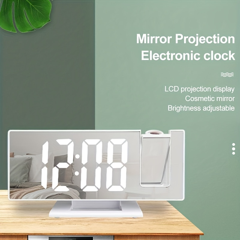 1 kom, LED sat s ogledalom, veliki 3D projekcijski budilnik s ogledalom, prikazom temperature i automatskim podešavanjem svjetline - idealan za spavaću sobu i korištenje uz krevet_voghion.com
