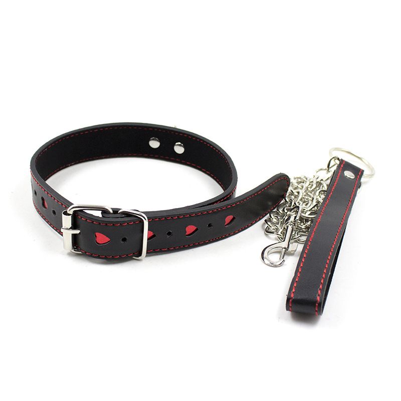 Nietenlederhalsband mit Zugfesselkette Halskette Fetisch Sklave BDSM Choker SM Sexspielzeug für Frauen 18+ Bandage Flrit_voghion.com