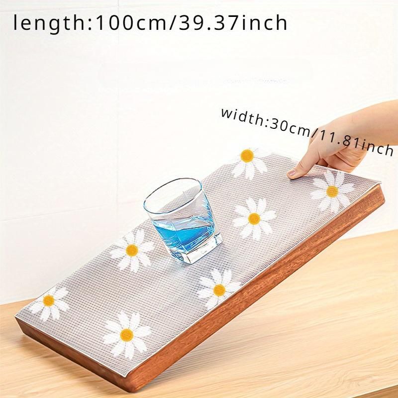 Plastic Flower Shelf Liner Roll Waterproof Dustproof Non-slip Kitchen Cabinet Mat Pad Moisture-proof Refrigerator Table Pad_voghion.com