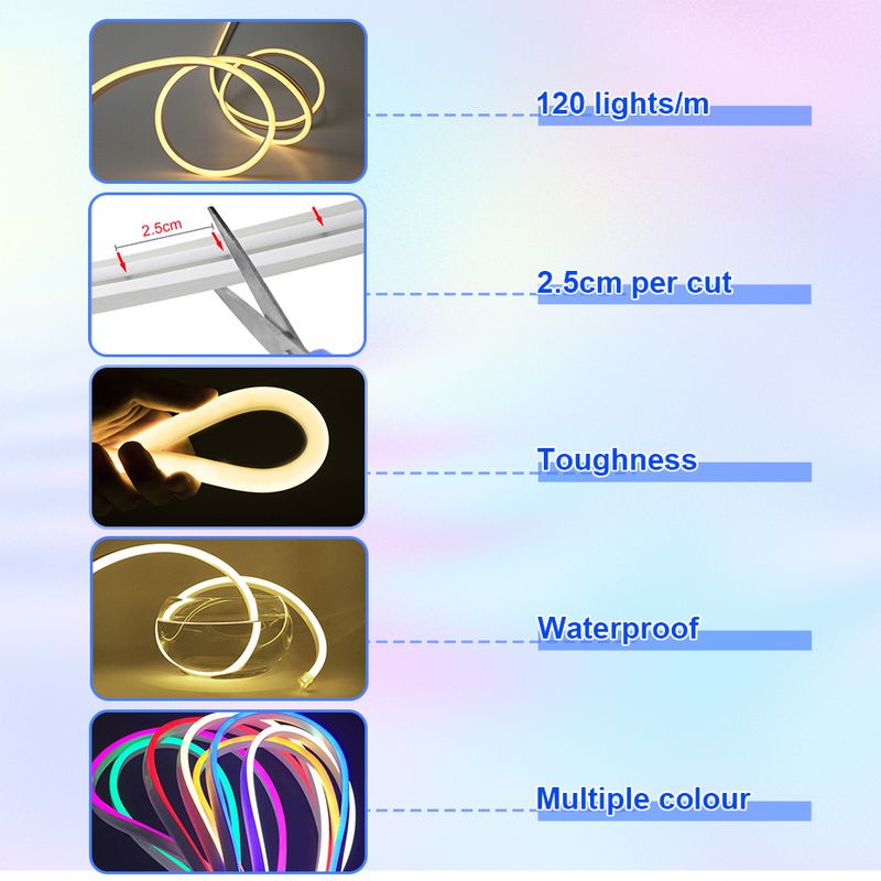 Tuya Smart 12V LED Neon Strip RGB Fita de luz de silicone à prova d'água Decoração regulável com Wifi Bluetooth APP Controle remoto IR_voghion.com