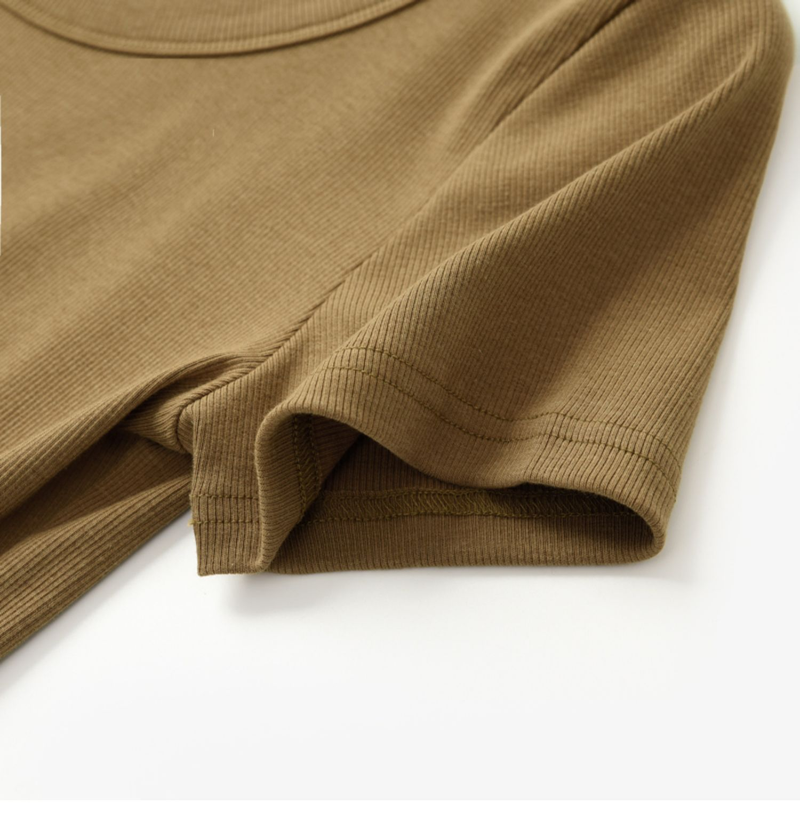Selected Premium Cotton U-neck Women's Short Sleeved 2025 Summer New Style Loose And Slimming High-end T- Top Base_voghion.com