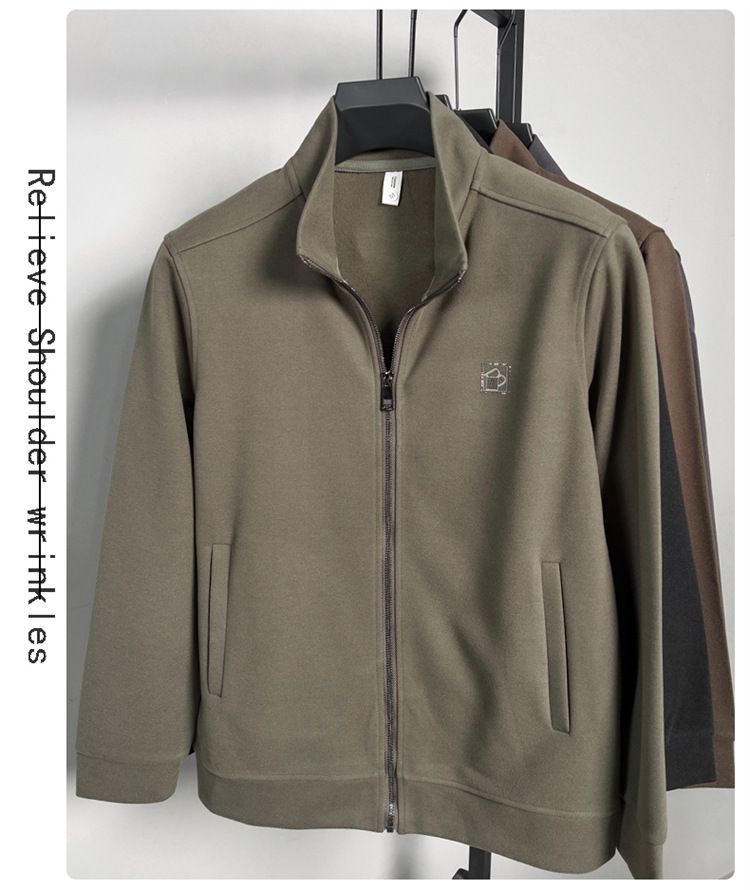 Premium Langarm-Sweatshirt mit Reißverschluss für Herren – Herbstlicher Polyesterpullover mit minimalistischem Buchstabendruck, verdickte Freizeitjacke_voghion.com