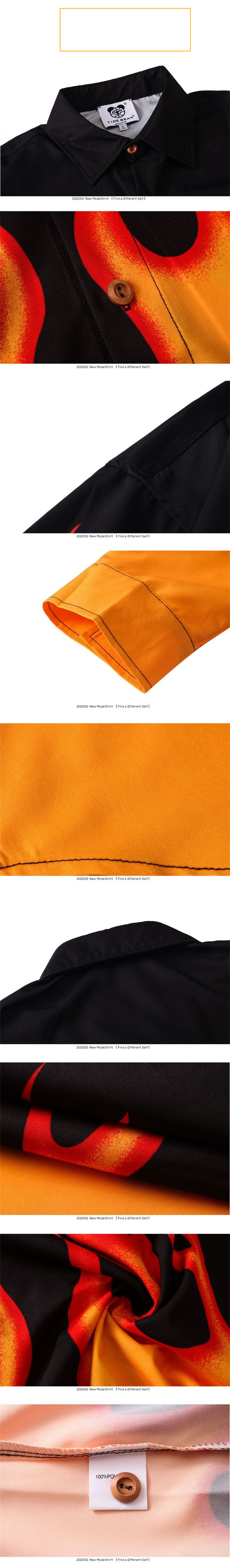 Abbigliamento da uomo marchio di moda di strada per uomini e donne coppie stesso cardigan stampa fiamma risvolto ampio versatile camicia a maniche lunghe_voghion.com