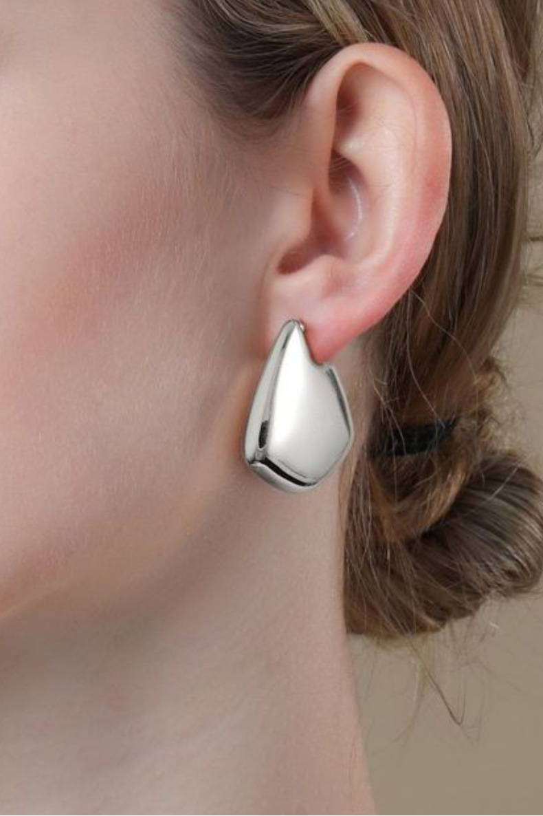 Orecchini cavi in tubo di rame, orecchini da donna irregolari lucidi in ottone lucidato di alta qualità_voghion.com