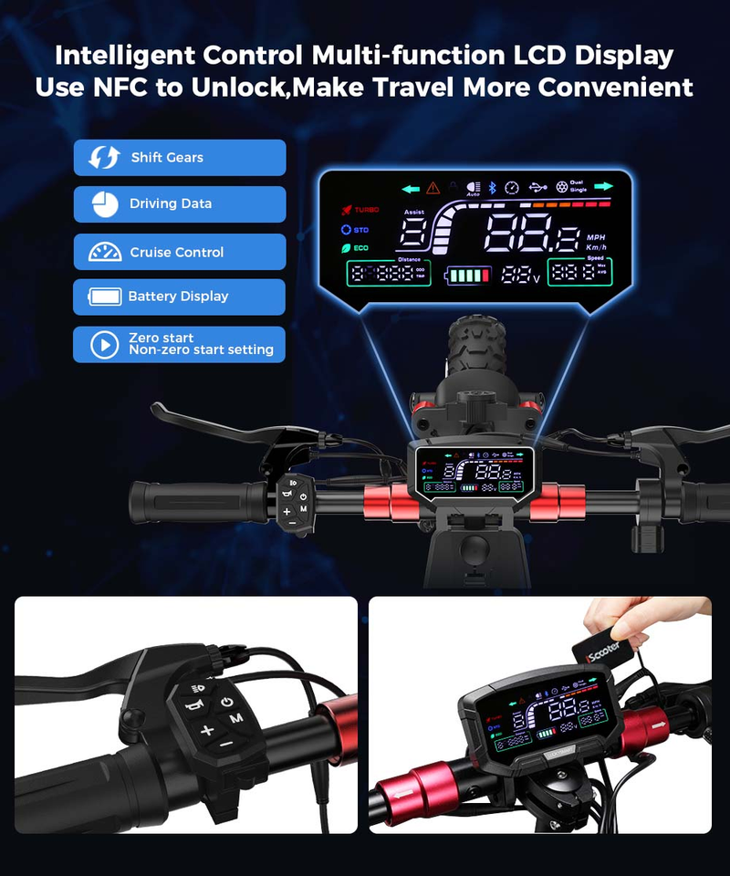 iScooter iX6 Elektroscooter 11 Zoll Offroad-Pneu 1000W 48V17.5Ah NFC Entsperrung_voghion.com