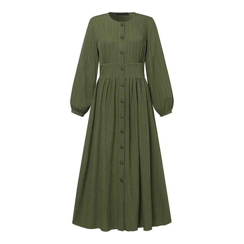 Muslimanske haljine dugih rukava, jednobojne vintage jednostavne Abaye za žene, ležerne haljine za zabave većih veličina, turska Abaya, elegantne haljine_voghion.com
