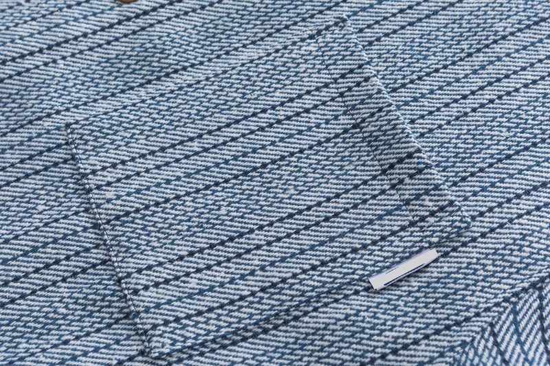 Herrenbekleidung Einfaches, trendiges, gewaschenes, gestreiftes Denim-Langarmhemd, lässige blaue Hemdjacke_voghion.com