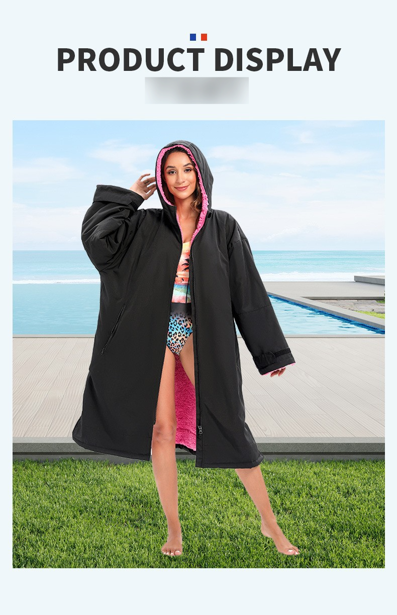 Classic Lambskin Thickened Dressing Bathrobe Beach Surfing Swimming Snorkeling Warm Cloak_voghion.com